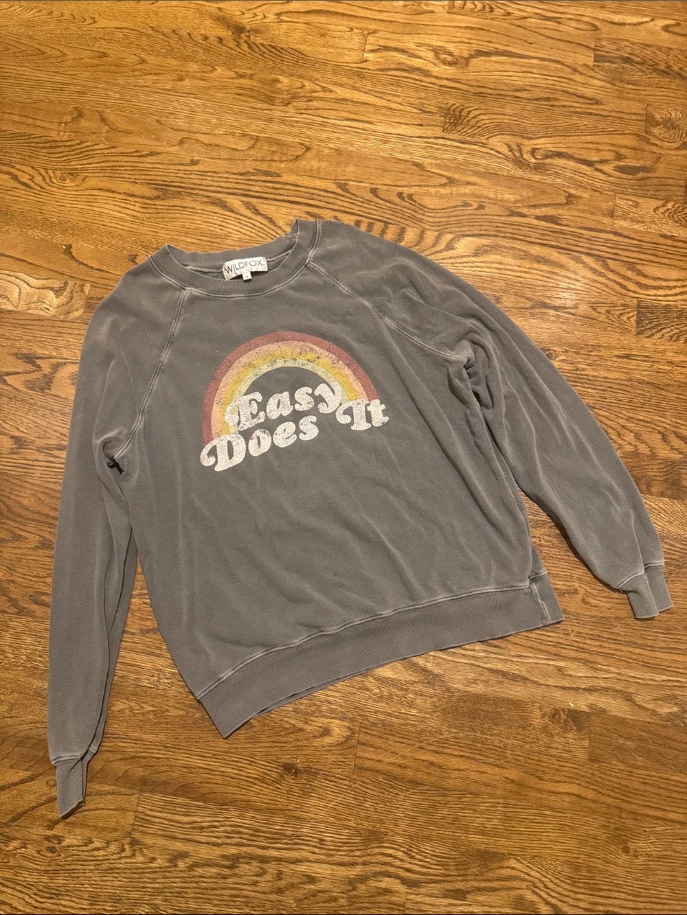 Wildfox Gray 'Easy Does It' Rainbow Crewneck Sweater
